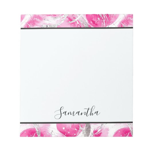 Girly Roze Witte Abstracte Cirkels Notitieblok (Voorkant)