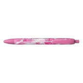 Girly Roze Witte Abstracte Cirkels Zwarte Inkt Pen (Achterkant)