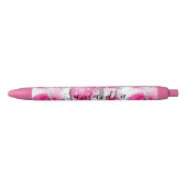Girly Roze Witte Abstracte Cirkels Zwarte Inkt Pen (Voorkant)