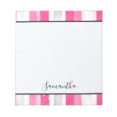 Girly Roze Witte Abstracte Strepen Notitieblok (Voorkant)