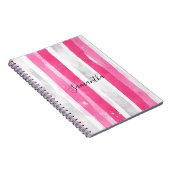 Girly Roze Witte Abstracte Strepen Notitieboek (Rechterzijde)
