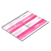 Girly Roze Witte Abstracte Strepen Notitieboek (Linkerzijde)