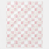 Girly Roze Witte Chic Squares Fleece Deken (Voorkant)