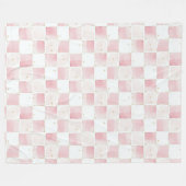 Girly Roze Witte Chic Squares Fleece Deken (Voorkant (Horizontaal))