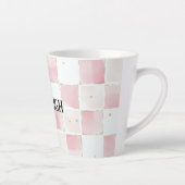 Girly Roze Witte Chic Squares Latte Mok (Rechts)