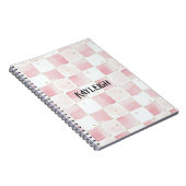 Girly Roze Witte Chic Squares Notitieboek (Rechterzijde)