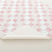 Girly Roze Witte Chic Squares Sherpa Deken (3/4)