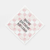 Girly Roze Witte Chic Squares Verjaardag Servet (Hoek)