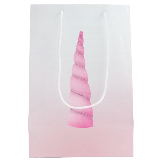 Girly Roze Witte Eenhoorn Verjaardag Medium Cadeauzakje (Achterkant)