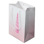 Girly Roze Witte Eenhoorn Verjaardag Medium Cadeauzakje (Achterkant Gekanteld)