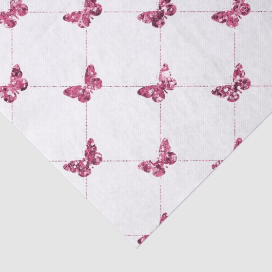 Girly roze witte glitter vlinders tissuepapier (Detail)