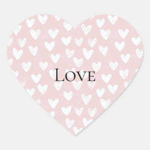 Girly Roze Witte Harten Hart Sticker