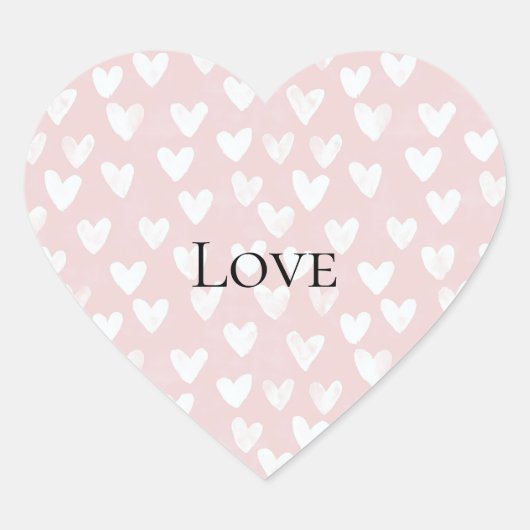 Girly Roze Witte Harten   Hart Sticker (Voorkant)
