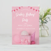 Girly Roze Witte Leuke Gilter Verjaardagsuitnodigi Feestdagenkaart (Staand voorkant)