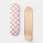 Girly Roze Witte Retro Checker Patroon Persoonlijk Skateboard (Voorkant)