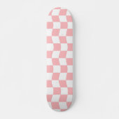 Girly Roze Witte Retro Checker Patroon Persoonlijk Skateboard (Voorkant)
