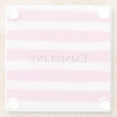 Girly roze witte strepen glazen onderzetter (Achterkant)