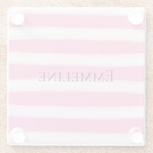 Girly roze witte strepen glazen onderzetter (Achterkant)