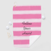 Girly roze witte strepen golfhanddoek (Insitu)