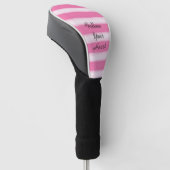 Girly roze witte strepen golfheadcover (Schuin)