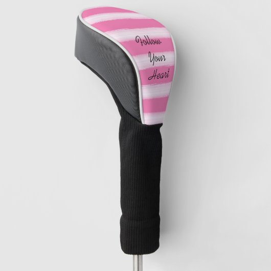 Girly roze witte strepen golfheadcover (Schuin)