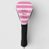 Girly roze witte strepen golfheadcover (Voorkant)