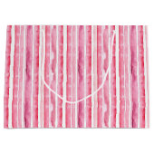 Girly roze witte strepen groot cadeauzakje (Voorkant)