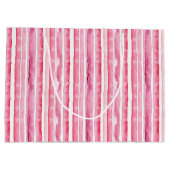 Girly roze witte strepen groot cadeauzakje (Achterkant)