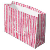 Girly roze witte strepen groot cadeauzakje (Achterkant Gekanteld)