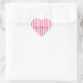 Girly roze witte strepen hart sticker (Tas)