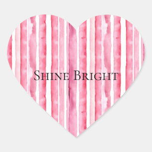 Girly roze witte strepen hart sticker
