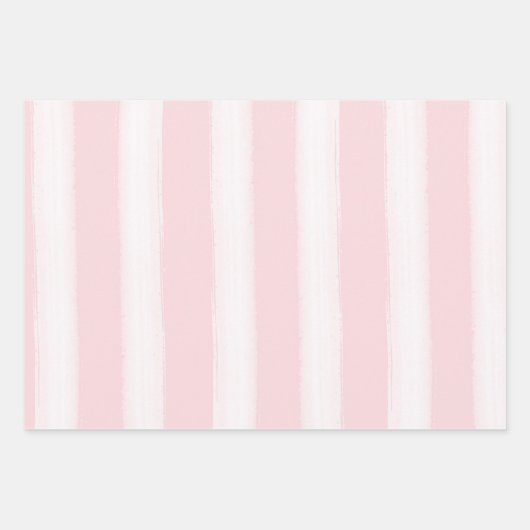 Girly roze witte strepen inpakpapier vel (Voorkant 3)