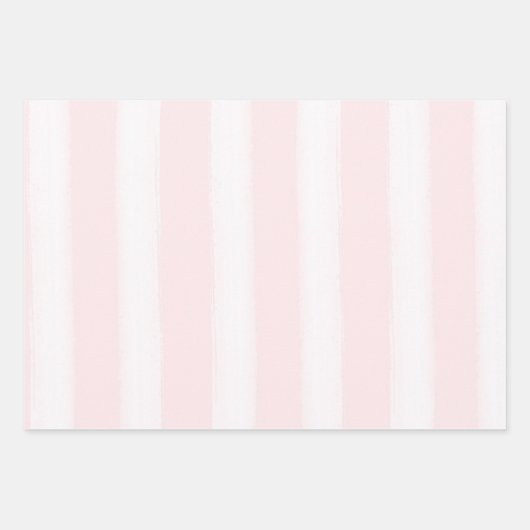 Girly roze witte strepen inpakpapier vel (Voorkant 2)