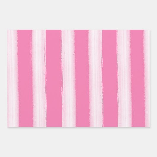 Girly roze witte strepen inpakpapier vel (Voorkant)