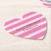 Girly roze witte strepen kartonnen onderzetters (Gekanteld)