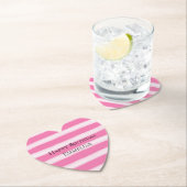 Girly roze witte strepen kartonnen onderzetters (Insitu)