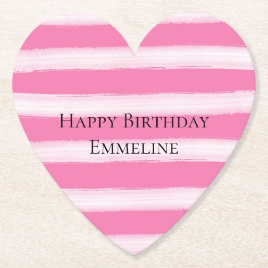 Girly roze witte strepen kartonnen onderzetters (Voorkant)