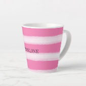 Girly roze witte strepen latte mok (Rechterhoek)