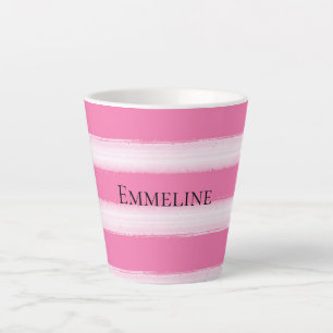 Girly roze witte strepen latte mok