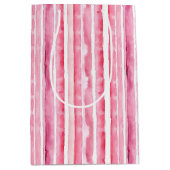 Girly roze witte strepen medium cadeauzakje (Voorkant)