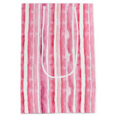 Girly roze witte strepen medium cadeauzakje (Achterkant)
