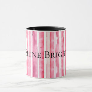 Girly roze witte strepen mok
