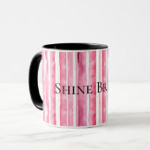 Girly roze witte strepen mok (Voorkant links)