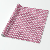 Girly Roze Witte Zigzag Stripes Cadeaupapier (Uitgerold)