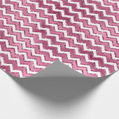 Girly Roze Witte Zigzag Stripes Cadeaupapier (Hoek)