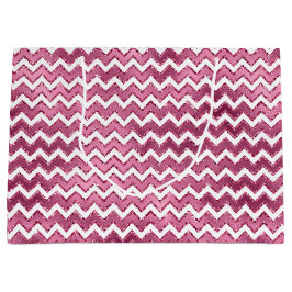 Girly Roze Witte Zigzag Stripes Groot Cadeauzakje