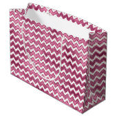 Girly Roze Witte Zigzag Stripes Groot Cadeauzakje (Achterkant Gekanteld)
