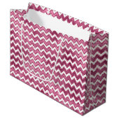 Girly Roze Witte Zigzag Stripes Groot Cadeauzakje (Voorkant Gekanteld)