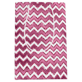 Girly Roze Witte Zigzag Stripes Medium Cadeauzakje