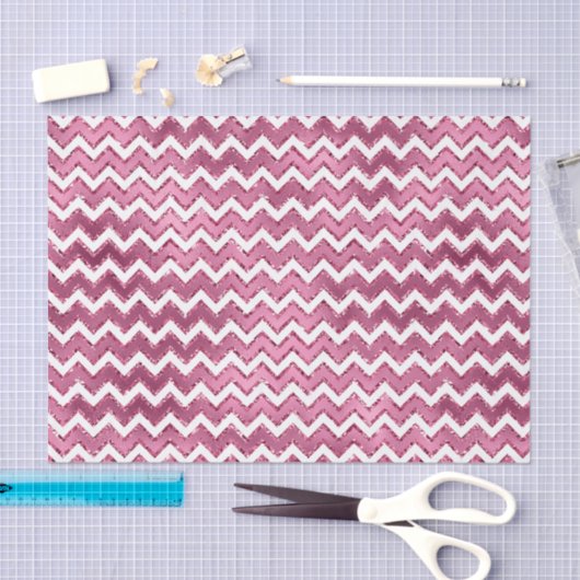 Girly Roze Witte Zigzag Stripes Tissuepapier (Craft)